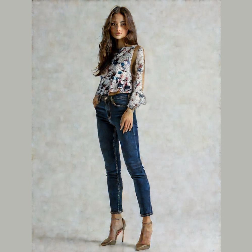 Como Vintage Floral Print Blouse with Bell Sleeves - Size XL